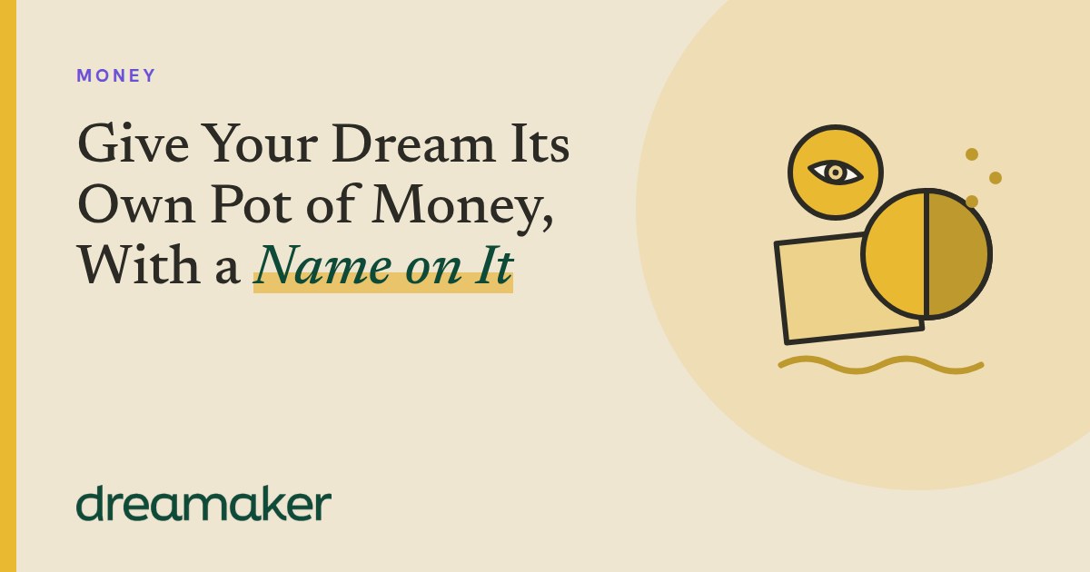 Dreamaker header for Money: a golden coin and card line drawing beside the post title