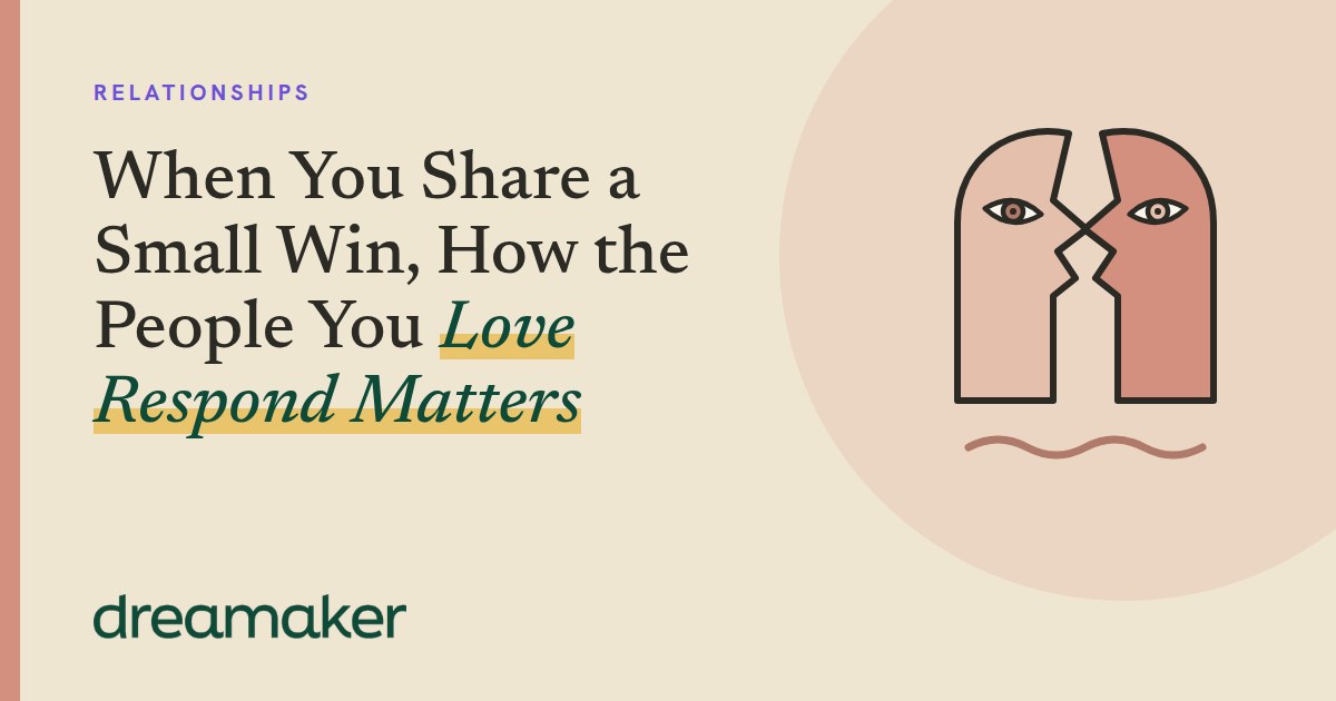 Dreamaker header for Relationships: two overlapping coral circles beside the post title