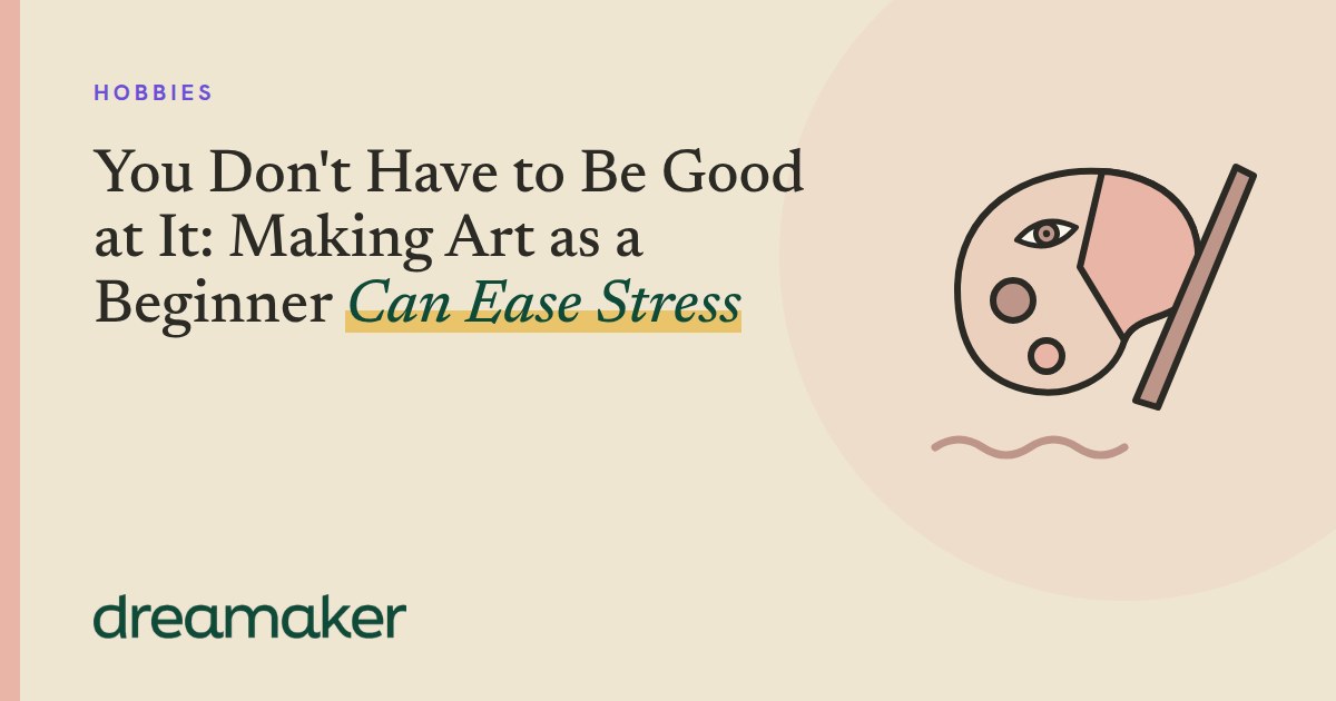 Dreamaker header for Hobbies: a paint palette and brush line drawing beside the post title