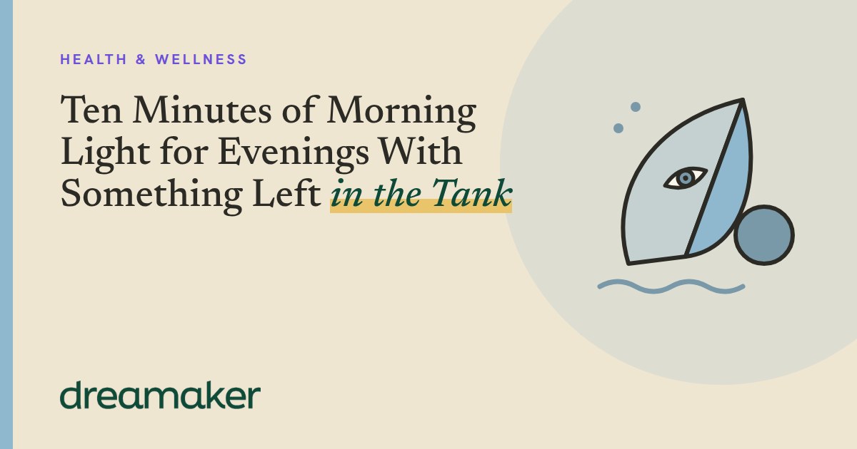 Dreamaker header for Health & Wellness: a green-blue leaf line drawing beside the post title