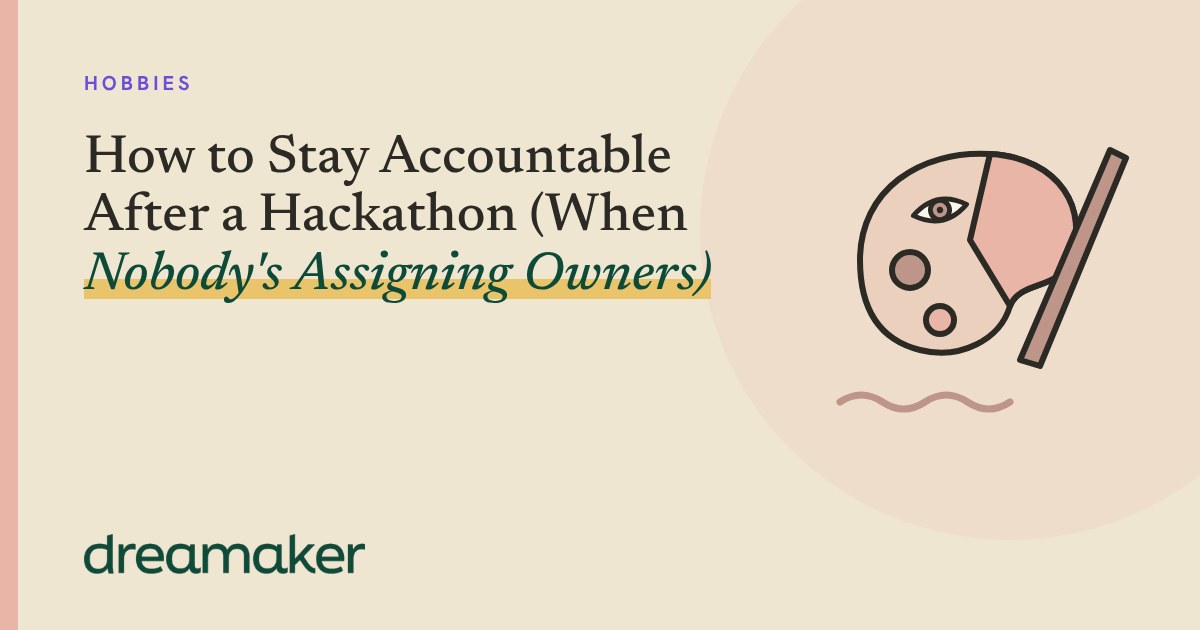 Dreamaker header for Hobbies: a paint palette and brush line drawing beside the post title