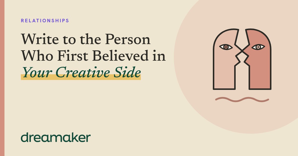 Dreamaker header for Relationships: two facing coral figures line drawing beside the post title